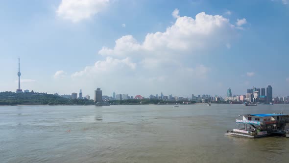 Time lapse of aerial view of wuhan city ,China alt