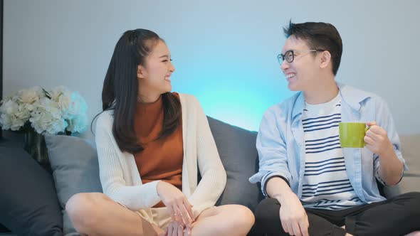 two happiness young asian couple marry family enjoy weekend leisure moment alt