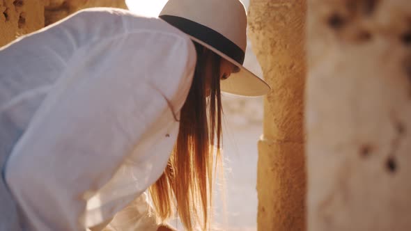 Archaeological Digging Site Great Female Archeologist Work on Excavation Site alt