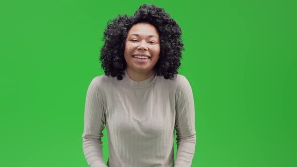Green Screen Young African Female Laugh