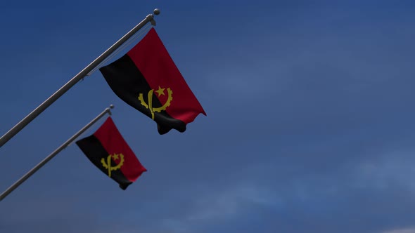 Angola Flags In The Blue Sky - 4K alt