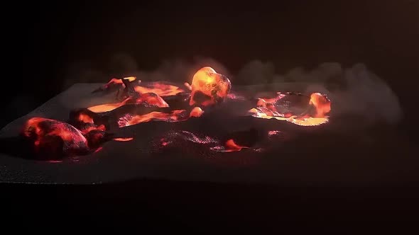 Boiling Lava With Smoke On The Surface