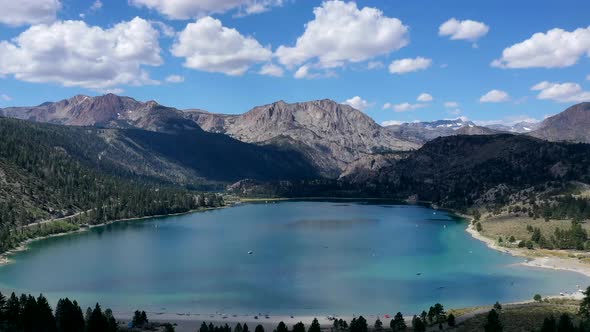 June Lake With Scenic View Of Carson Peak In California, USA. - timelapse alt
