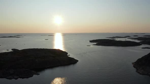 Aerial View Of A Beautiful Sunset At Ulebergshamn, Sweden