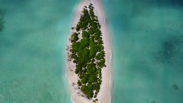 Aerial abstract of tropical bay beach journey by clear water with sand background alt