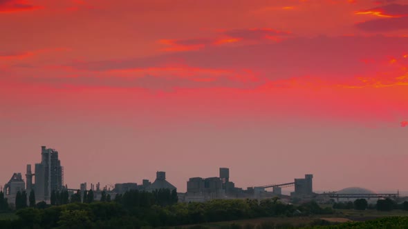 Sunset over Cement Plant