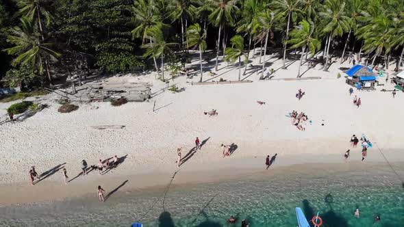  Aerial view of Tourists at the Beach