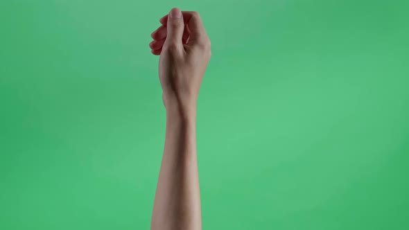 Hand Pull To Down On Green Screen Background alt