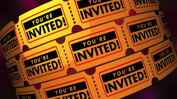 Youre Invited Ticket Attend Event Join Participate Invitation 3d Animation alt