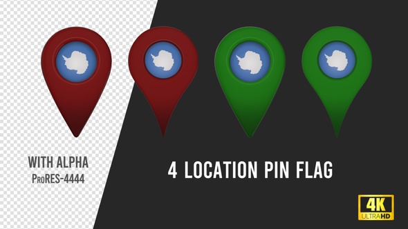 Antarctica Flag Location Pins Red And Green alt