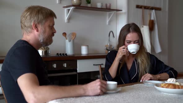 Morning at the Kitchen Table, Quick Breakfast - Croissants, Marshmallows, Coffee. A Bearded Husband alt