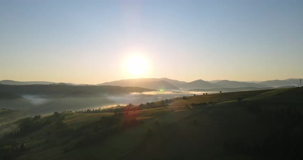 The Sun Rises In The Carpathian Mountains