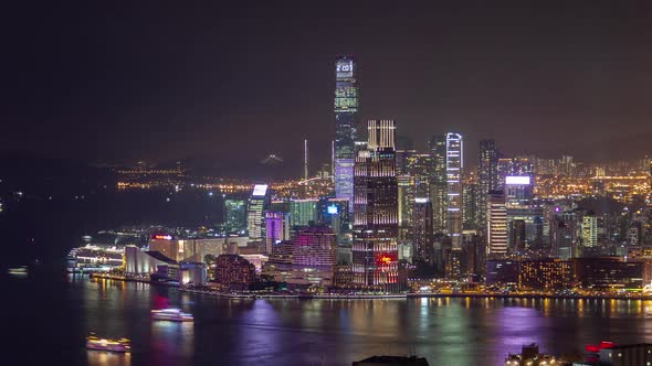 Timelapse Yau Tsim Mong of Hong Kong Reflected in Water alt