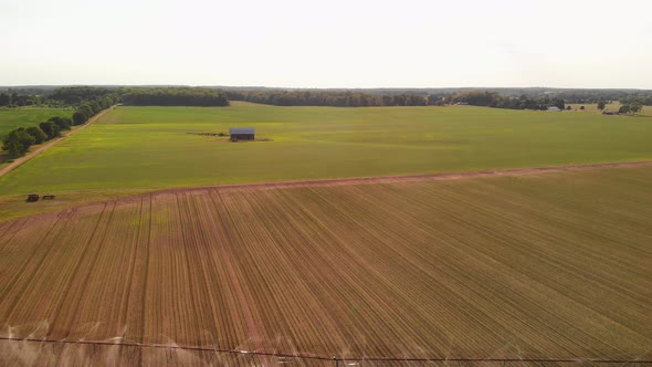   Aerial View Of An Agricultural Sprinkler In Field