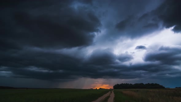Dark Storm Clouds Moving Fast, Timelapse 
