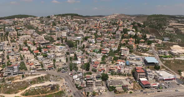 Aerial view of the Arab city of Um al Fahm in Northern Israel. alt
