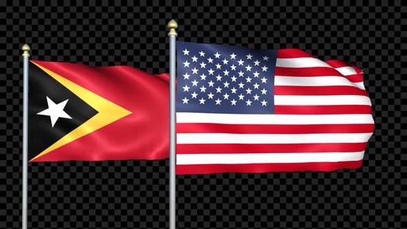 East Timor And United States Two Countries Flags Waving alt