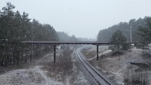 AERIAL: Overpass Bridge Which Was Used in HBO Chernobyl During Blizzard  alt