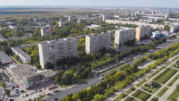 Aerial View. The City Is a Garden Designed During the Time of Socialism. Large Spaces and alt