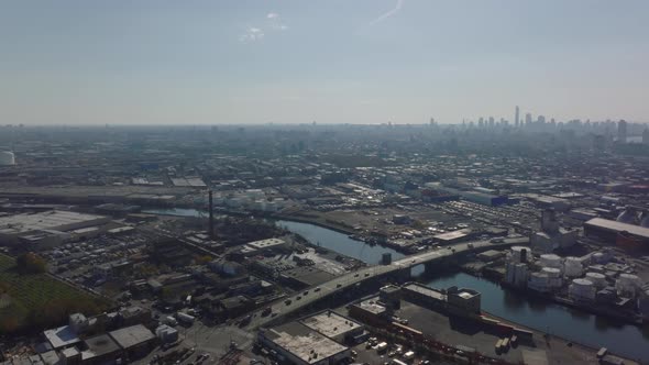 Aerial Panoramic Footage of City Industrial Suburbs alt