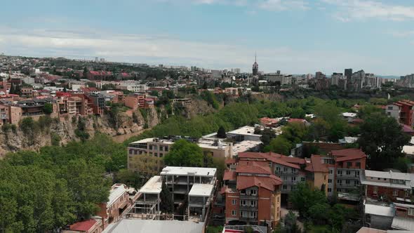 Aerial Shot of the Historic Center of Tbilisi