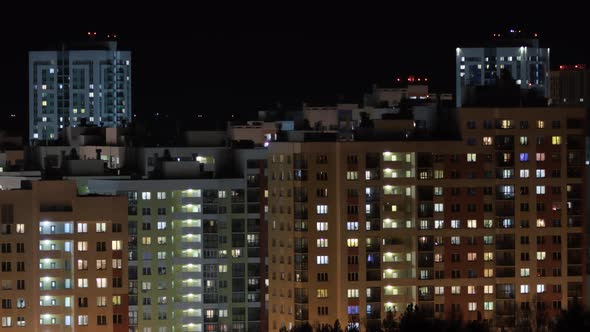 Timelapse of city, windows lights