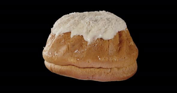 Sweet Cupcake Sprinkled With Coconut Flakes. Home Baking. Alpha Channel alt