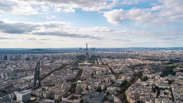 Paris, France, Timelapse - The city of Paris as seen from the Montparnasse during the day