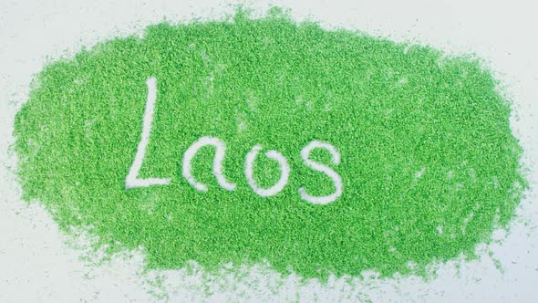 Indian Hand Writes On Green Laos
