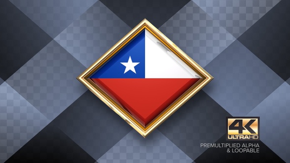 Chile Flag Rotating Badge 4K Looping with Transparent Background