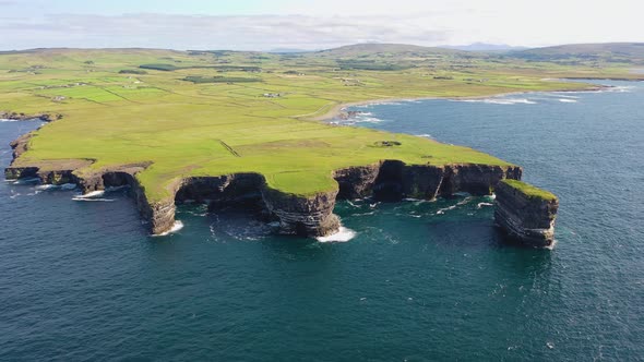 Aerial View of the Dun Briste Sea Stick at Downpatrick Head County Mayo  Republic of Ireland alt