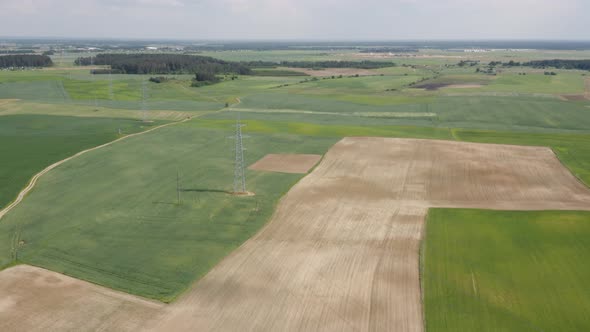 High Power Cable Lines Transmitting Electrical Power from Hydro Station to the City alt