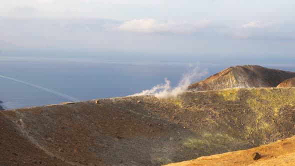 Typical Volcano Fumarole on the Vulcano Island, South Italy