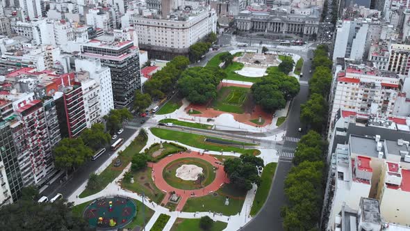 Square Nation Congress Argentina Plaza, Architecture (Buenos Aires) aerial view alt