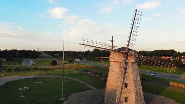 Fly Over Old Windmill In Lithuania alt