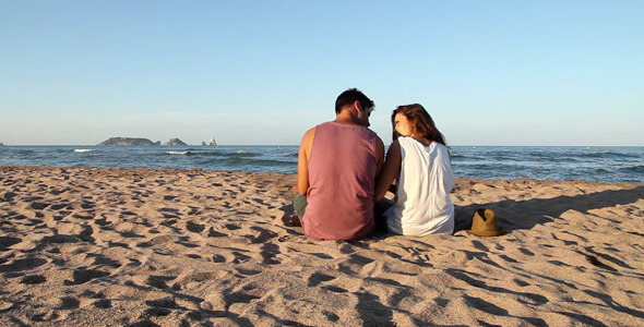 Couple In Love At The Beach