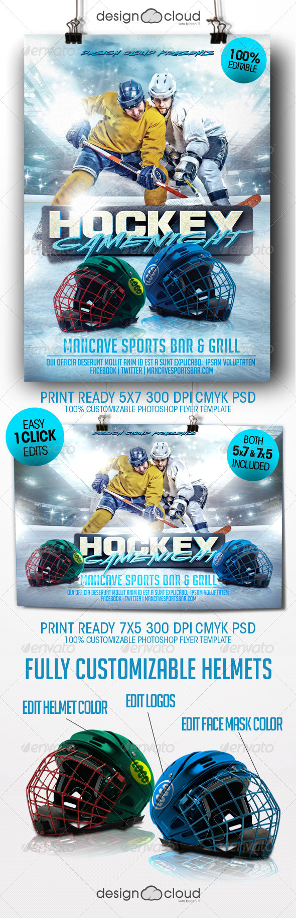 Hockey Game Night Flyer Template - Sports Events