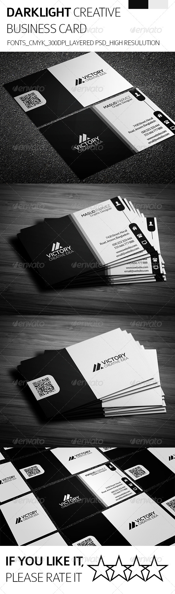 Dark Light & Creative Business Card - Creative Business Cards