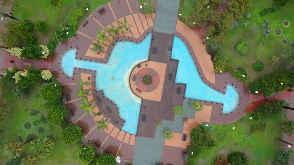 Fountain in the Park Alanya Turkey Aerial 4 K alt