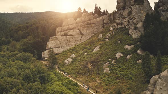 Sun Over Mountain Forest Aerial alt