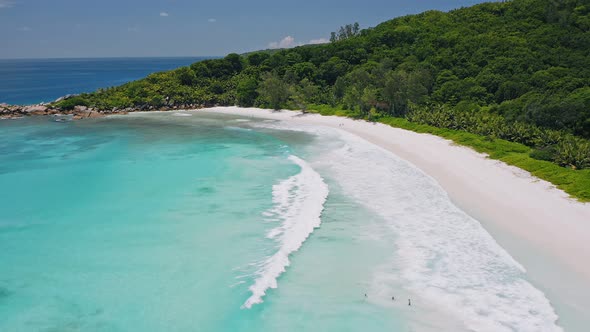 Aerial View of Tropical Paradise Beach Anse Coco alt