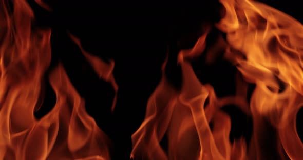 Flames of Fire on Black Background in Slow Motion alt