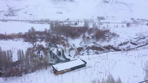 Aerial Van Muradiye Waterfall Turkey alt