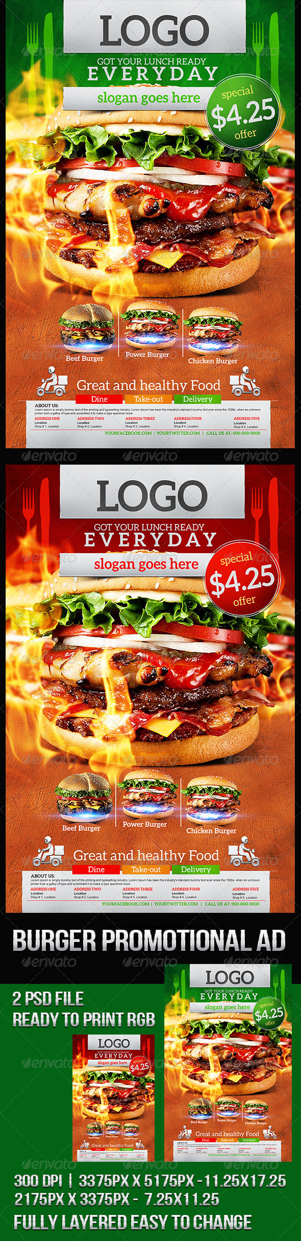 Grilled Burger Promotional Flyer - Restaurant Flyers