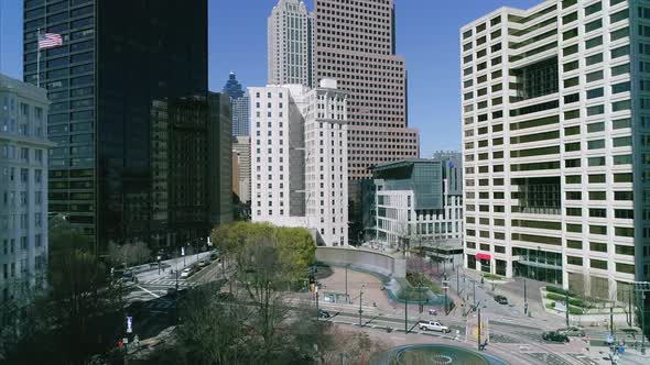 Pedestal Up Shot of Skyscrapers in Downtown Atlanta alt