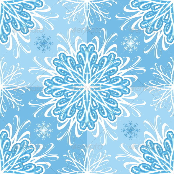 Seamless Vector Pattern With Snowflakes. - Backgrounds Decorative