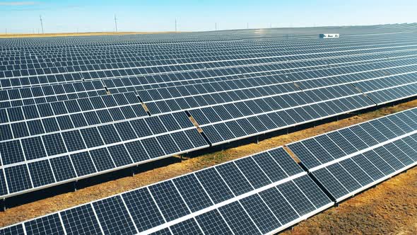 Lines of Solar Batteries at the Outdoors Power Station alt