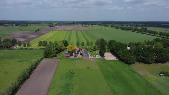 Farms in the Achterhoek with arable land, rural area in Gelderland, the Netherlands alt