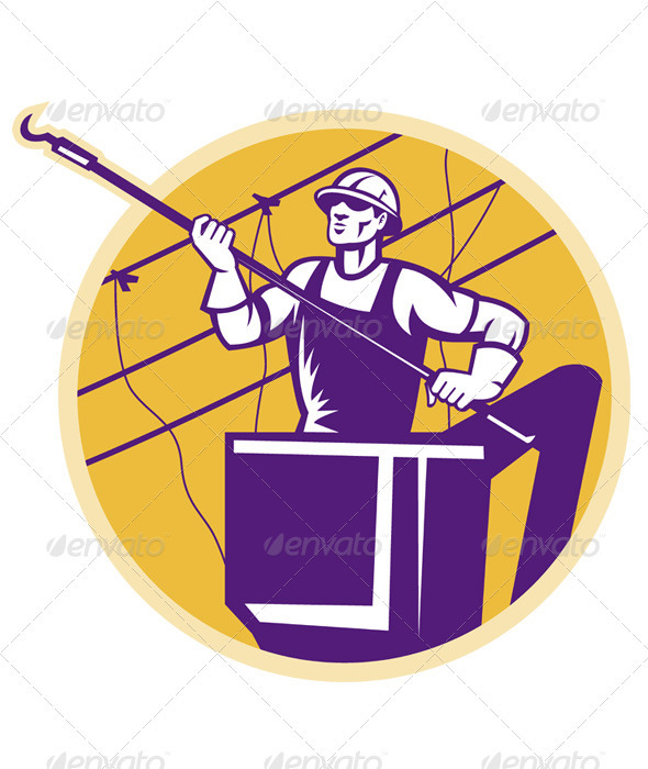 Lineworker Power Lineman With Hook - People Characters
