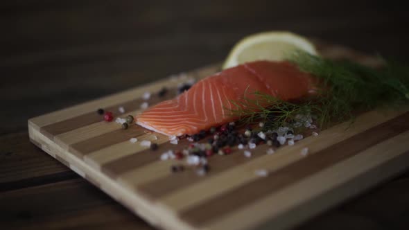 Salmon On Chopping Board